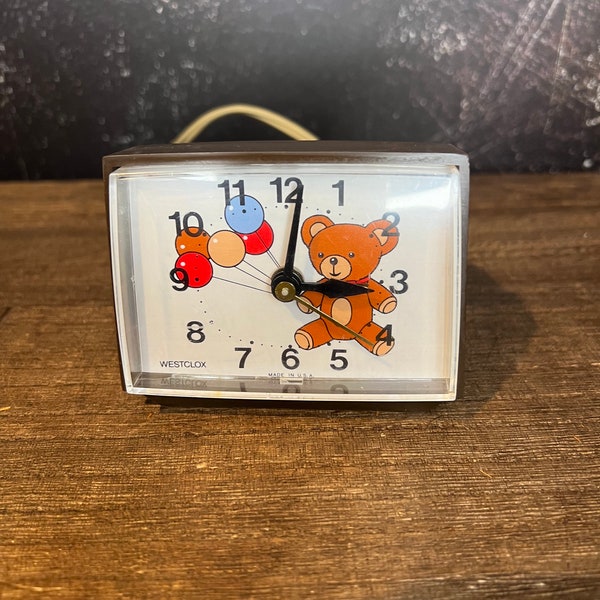 Réveil électrique analogique vintage Westclock Youth Time avec ours en peluche