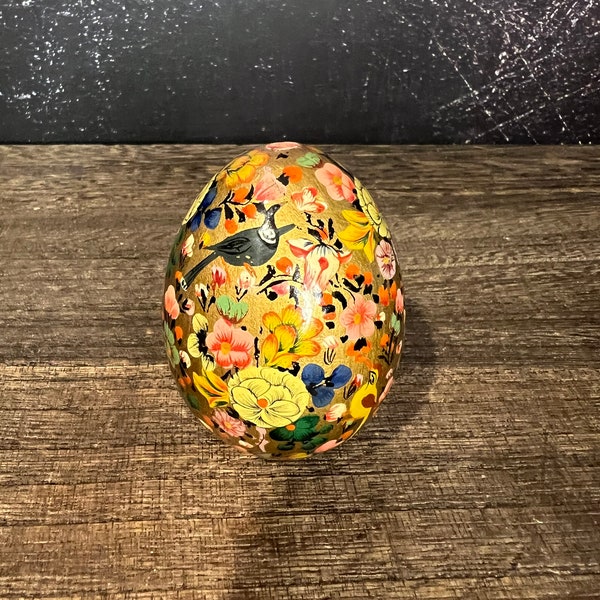 Vintage Russian Hand painted and Lacquered Egg