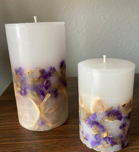 Unscented Soy Wax Candle SET, Unscented Candles, Dried Flower