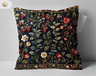 Federa per cuscino dal design lussuoso con bacche floreali ispirate a William Morris, elegante cuscino per la casa