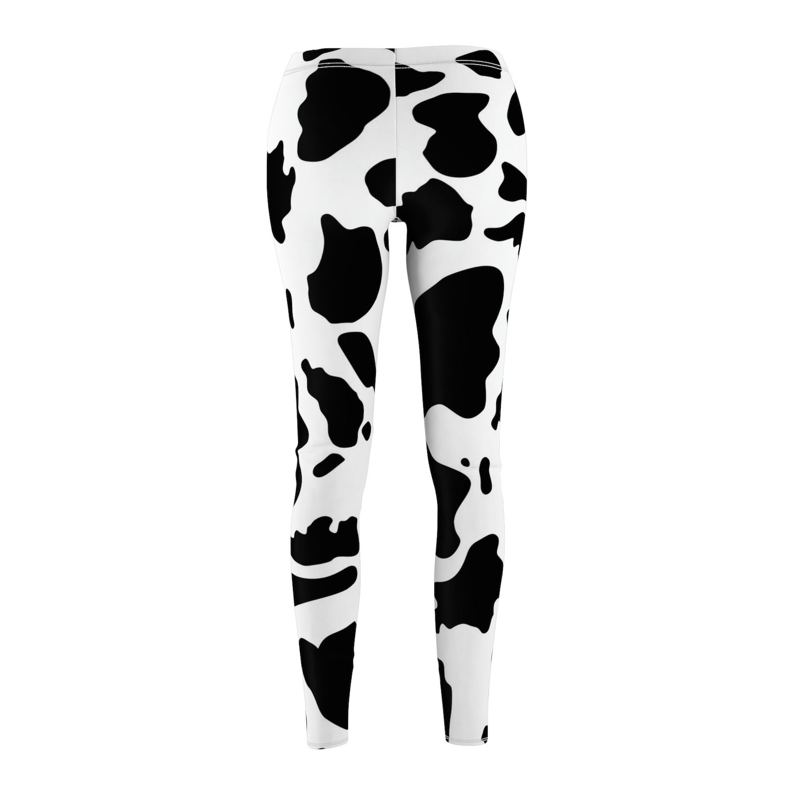 Black Cartoon Cow Print Women's Leggings