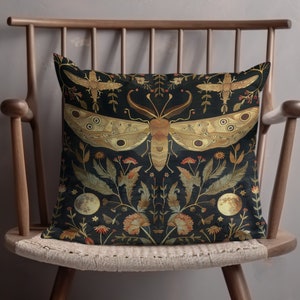 William Morris Print Moth Floral Pillow Cover, Vintage Geïnspireerde Decoratieve Kussenhoes, Natuur Kunst Woonaccessoires afbeelding 6