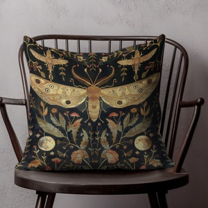 William Morris Print Moth Floral Pillow Cover, Vintage Geïnspireerde Decoratieve Kussenhoes, Natuur Kunst Woonaccessoires afbeelding 3