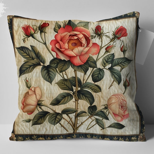 William Morris Flower Design Pillow, Vintage Floral Cushion, Elegant Mom Gift Decor, Home Accent