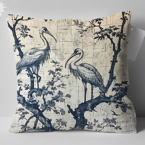 William Morris Inspired Bird Print Pillow, Perfect Mom Gift, Nature Decor, Vintage Style Cushion Cover