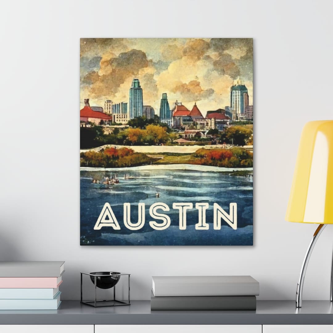 Austin Texas Wall Art Canvas. Wall Art Poster, Indie Room Decor, Austin