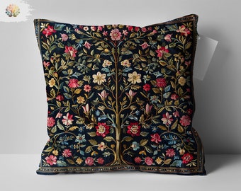 Cuscino decorativo con motivo floreale ispirato a William Morris, fodera per cuscino botanico vintage, decorazione artistica per la casa