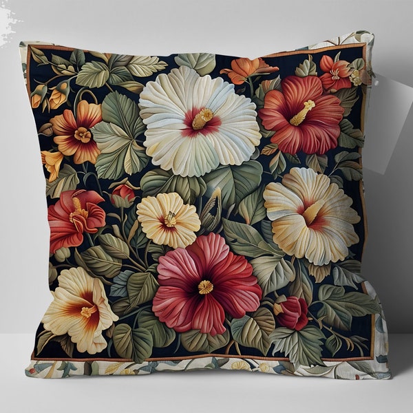 William Morris Flower Design Pillow, Luxurious Floral Cushion, Perfect Mom Gift, Decorative Throw Pillow for Home