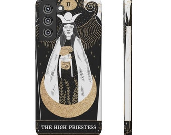 Hogepriesteres Tarot telefoonhoesje, astrologie telefoonhoesje, griezelige telefoonhoesje, esthetische telefoonhoesje, Samsung s22 hoesje, Witchy telefoonhoesje, Goth