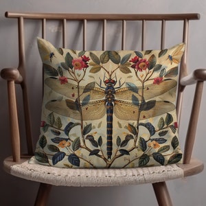 Vintage William Morris Print Dragonfly Botanische Decoratieve Sierkussen, Artistiek Home Decor, Natuur Geïnspireerd Woonkamer Accessoire afbeelding 7