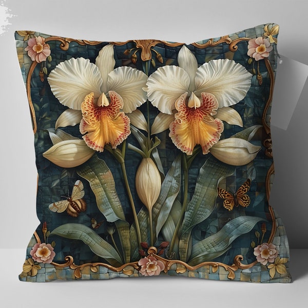 William Morris Flower Design Pillow, Vintage Floral Art Cushion, Elegant Home Decor, Unique Mom Gift Idea, Botanical Garden Style