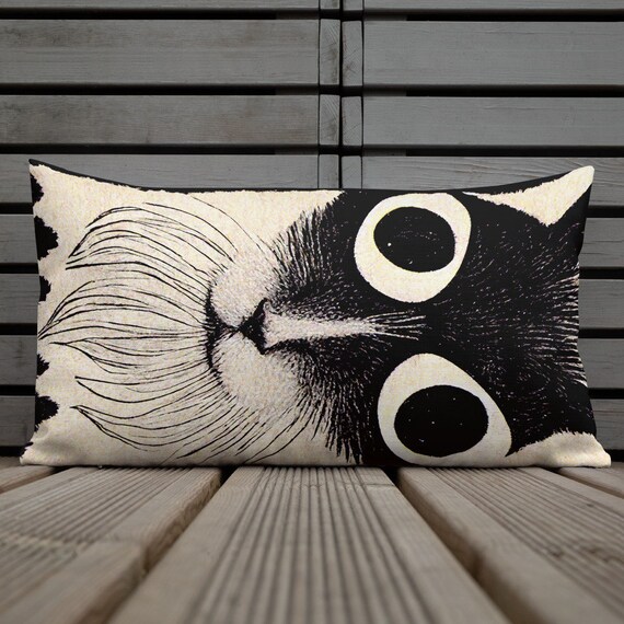 Black cat plush pillow sales