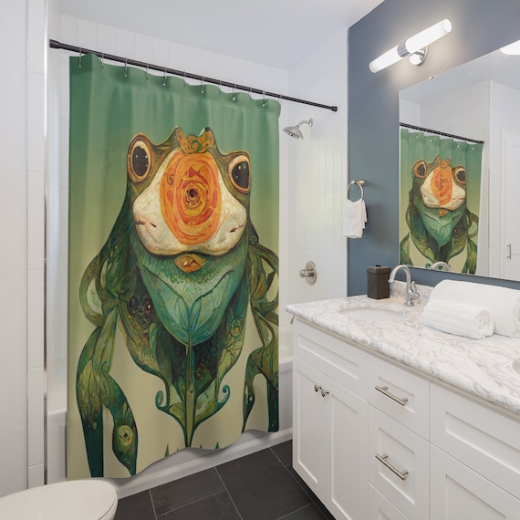 Frog Shower Curtain, Girly Bathroom Decor, Cute Mystical Shower