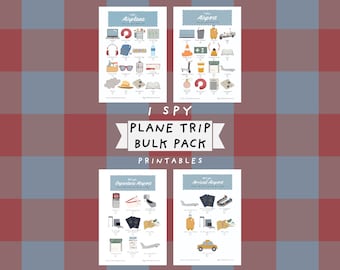 iSpy PLANE TRIP スカベンジャーハント バルクパック ~ 子供と大人向けの印刷可能な旅行アクティビティ