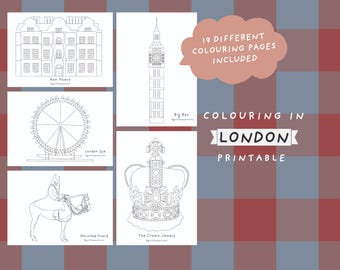 ロンドン塗り絵 バルクパック ～子供と大人のためのイギリス旅行アクティビティ（印刷可能）