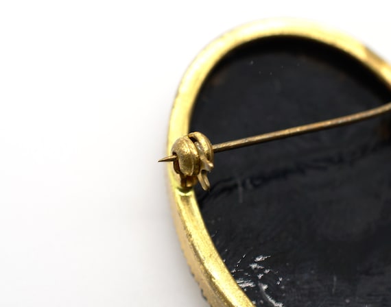 Vintage Victorian Revival Gold Tone Mourning Oval… - image 2