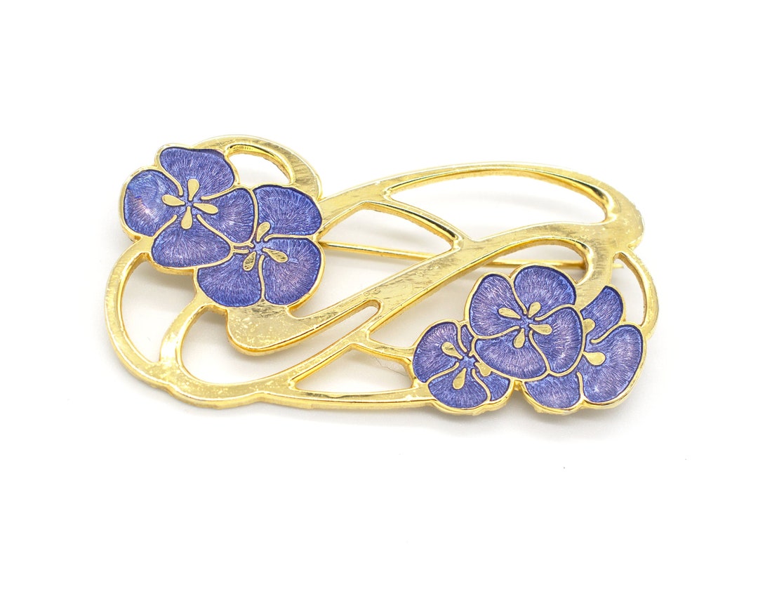 Broche émaillée Vintage Prénom Annie - Pin's Fleur Bijou Années 80