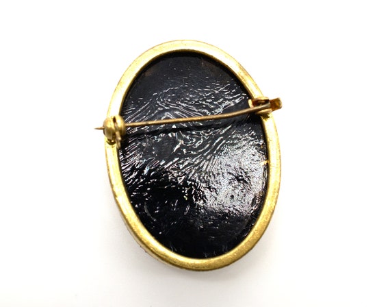Vintage Victorian Revival Gold Tone Mourning Oval… - image 5
