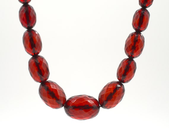 Collier Vintage En Perles De Bakélite Olive Ambré - Tons Variés, état Excellent