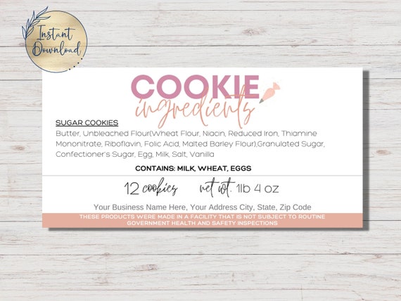 Editable Ingredients Label Template Cottage Food Law Label - Etsy UK