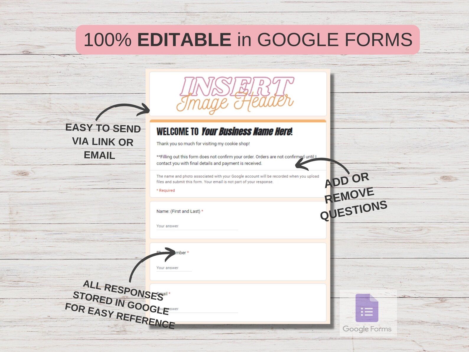 Cookie Order Form Template | Customizable Bakery Request (google Forms ...