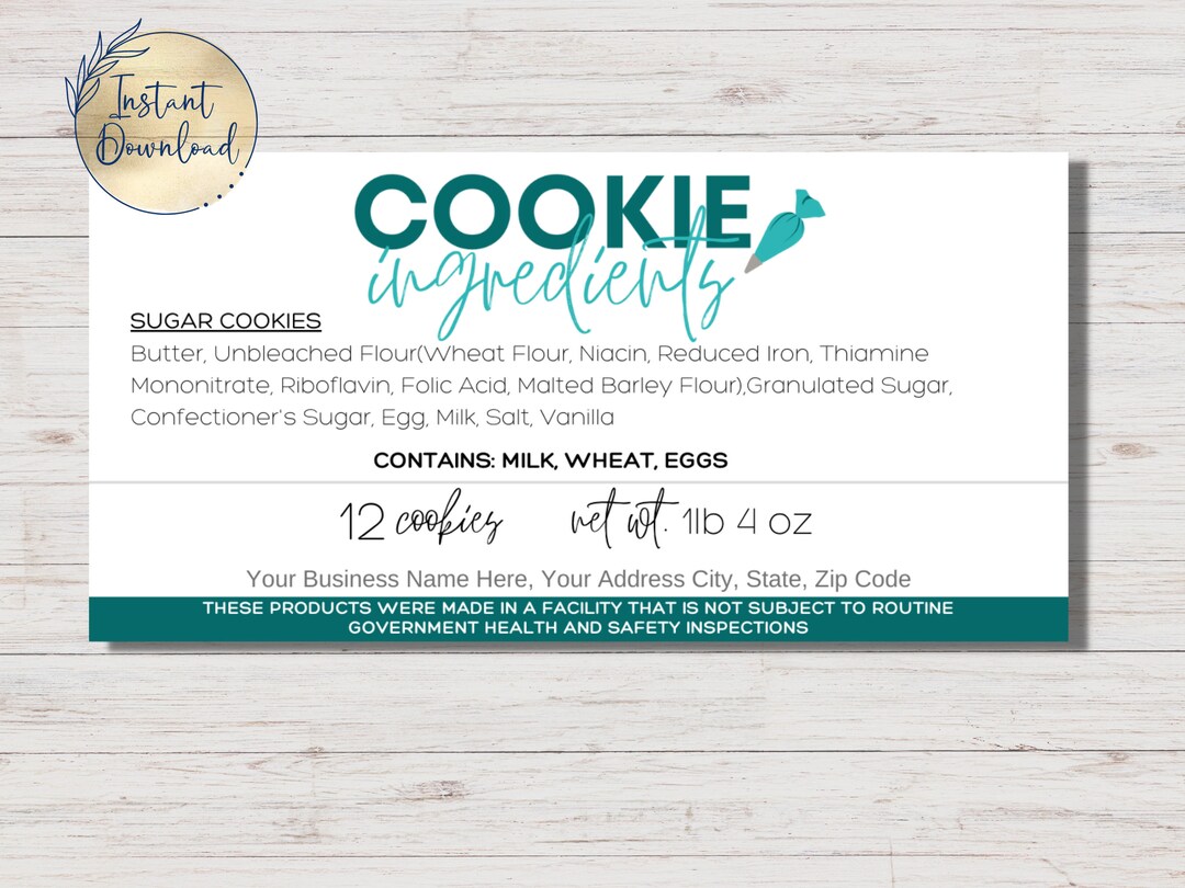 Editable Ingredients Label Template | Cottage Food Law Label | Canva ...