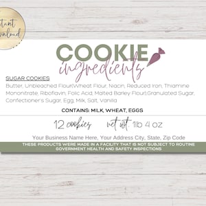 Editable Ingredients Label Template | Cottage Food Label | Canva ...