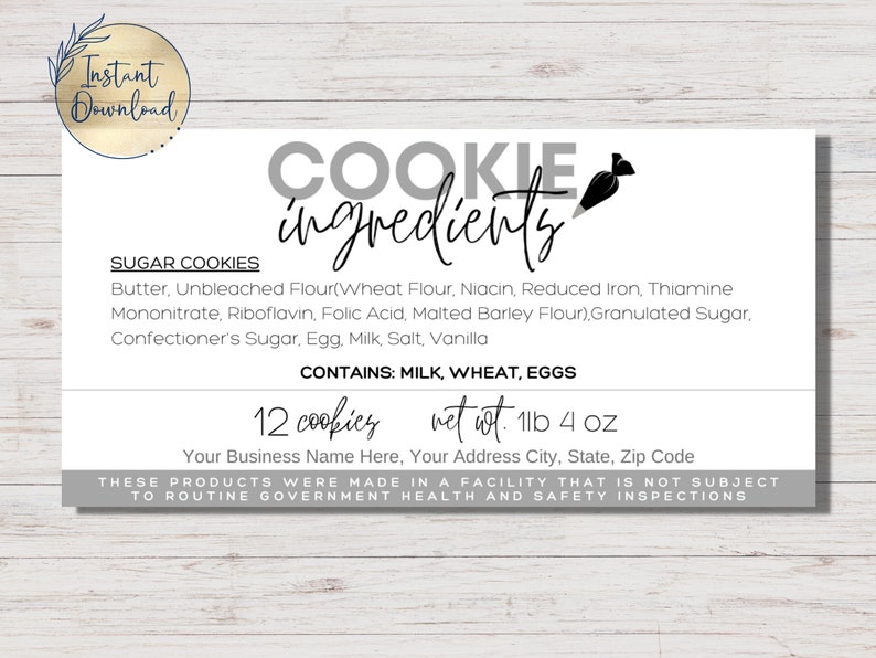 Editable Ingredients Label Template | Cottage Food Law Label | Canva ...