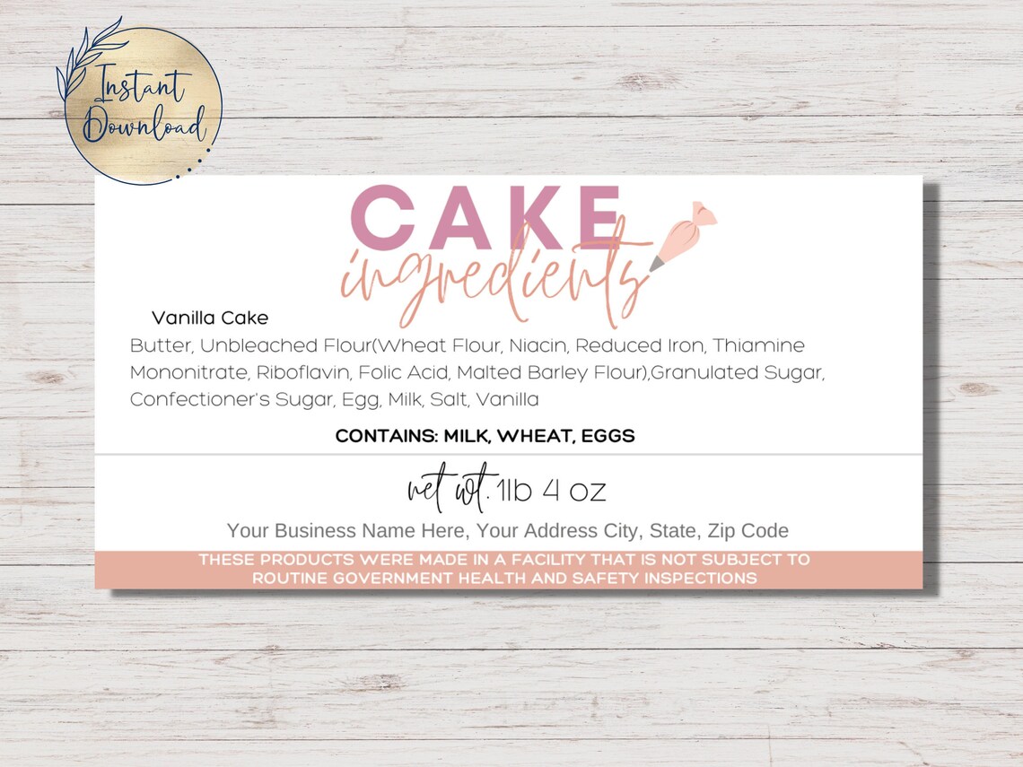Editable Ingredients Label Template | Cottage Food Law Label | Canva ...