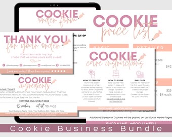 Cookie Business Templates Bundle | Order Form, Care Cards (Canva)