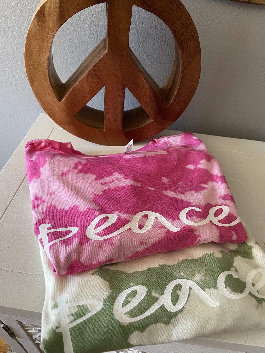 Peace Reverse Tie Dye 100% Cotton Ladies T-shirt Pink/green - Etsy