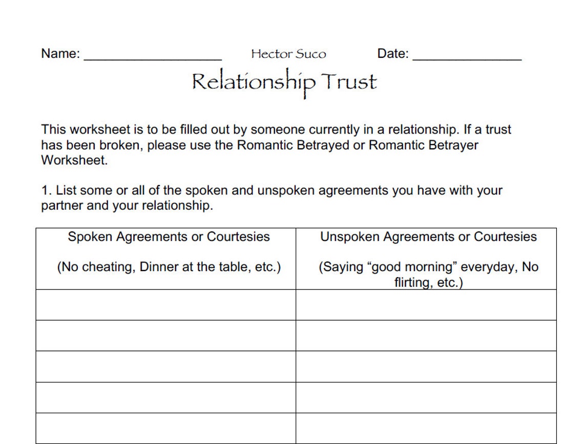 Relationship Trust Worksheet - Etsy