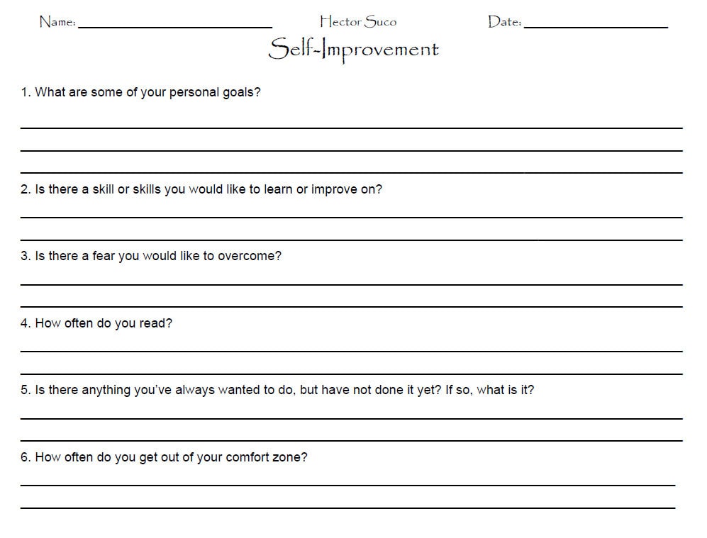Self improvement Worksheet Etsy