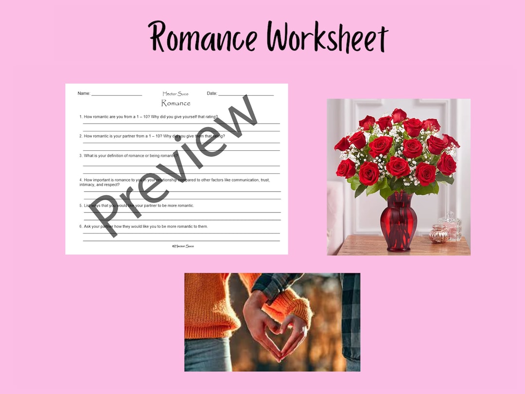 Romance Worksheet Fillable Electronic Worksheet Couples - Etsy