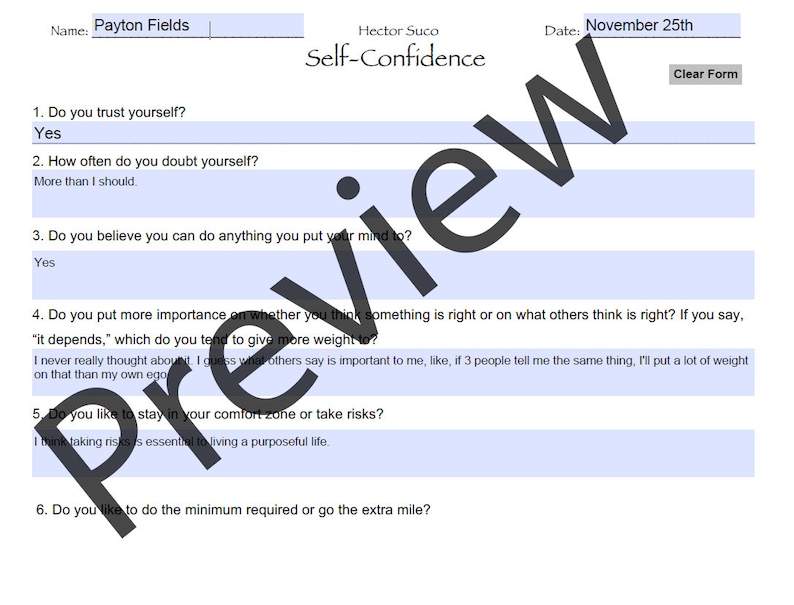 Selfconfidence Worksheet Etsy