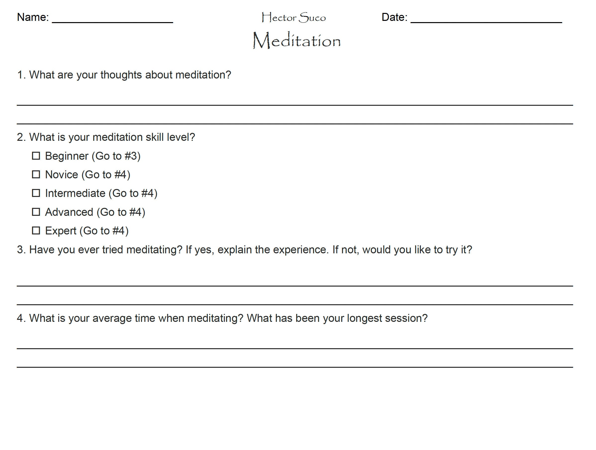 Meditation Worksheet for Stress Relief Zen Living &amp; Inner - Etsy