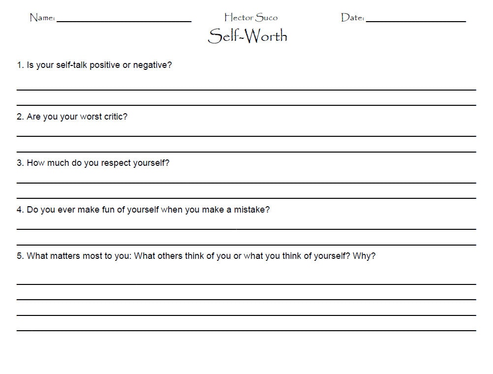 Self worth Worksheet Etsy Self worth Worksheet Etsy