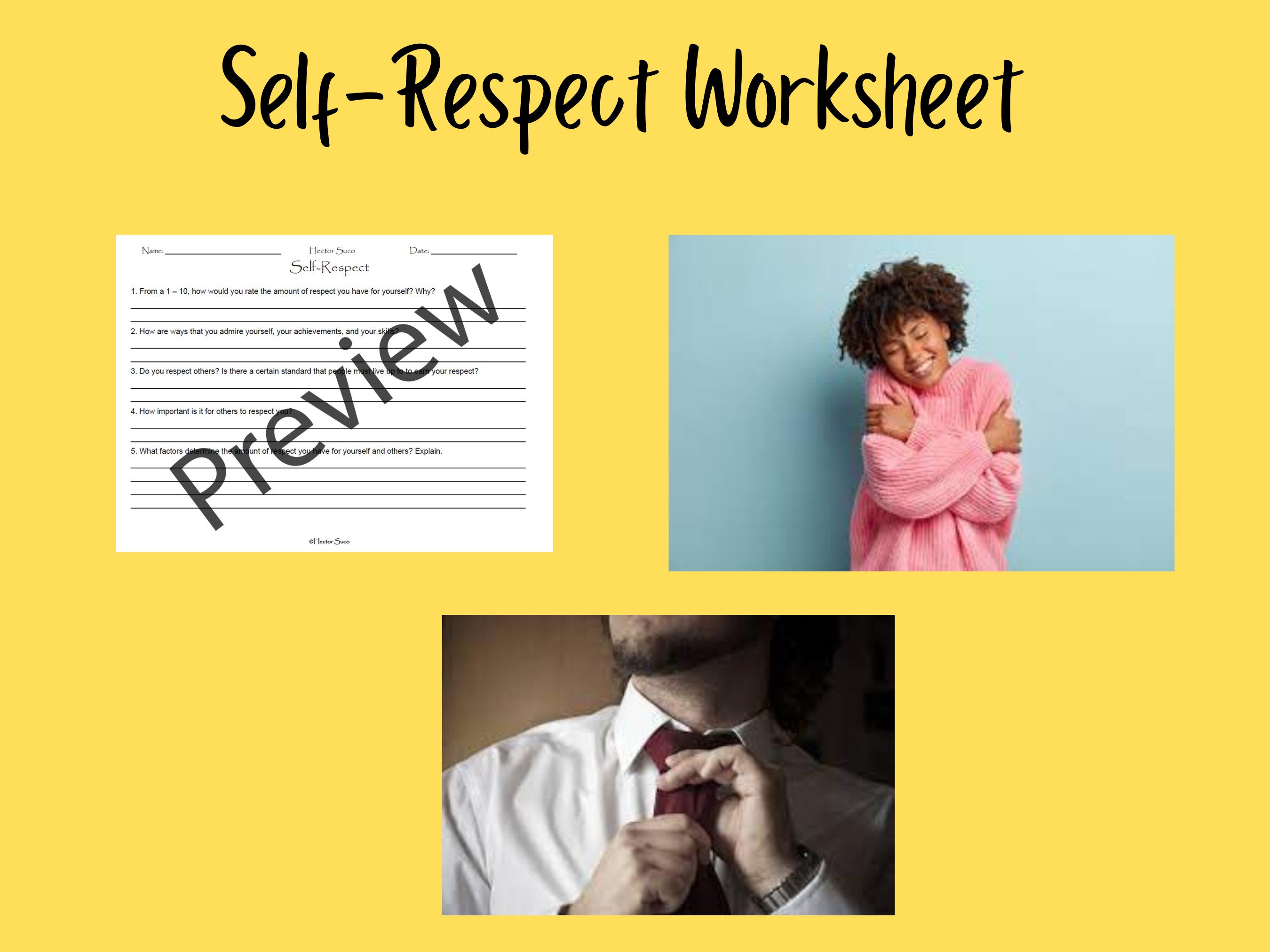 Selfrespect Worksheet Etsy