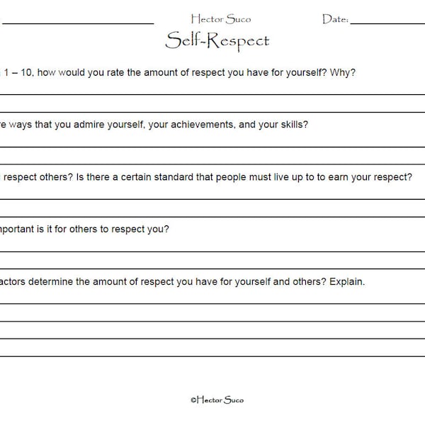 Respect Worksheet Etsy Respect Worksheet Etsy