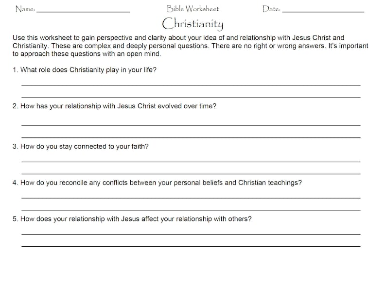 Christianity Worksheet Etsy Christianity Worksheet Etsy