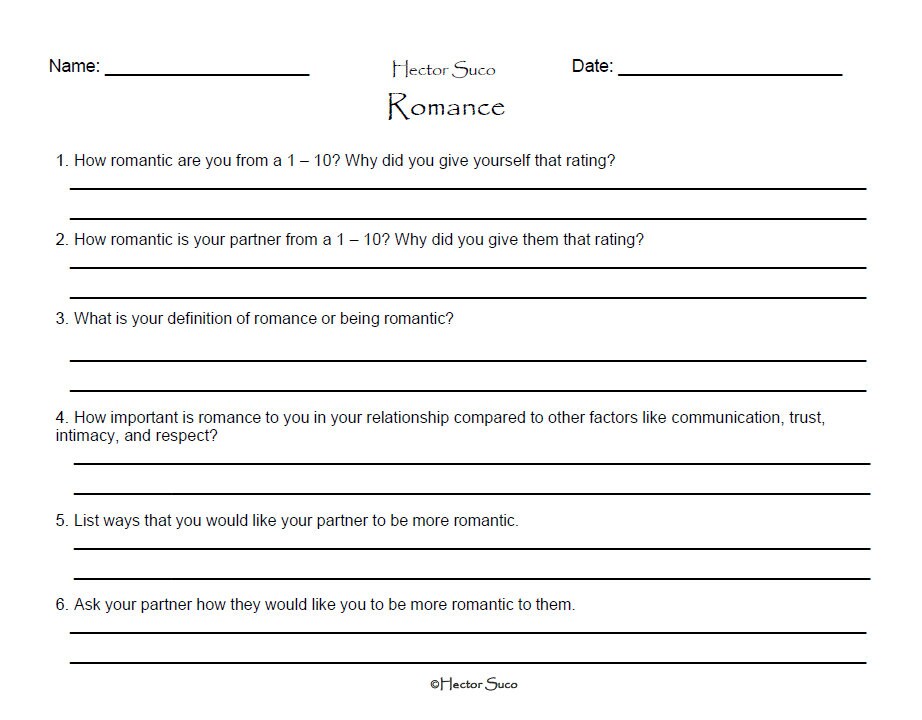 Romance Worksheet - Etsy