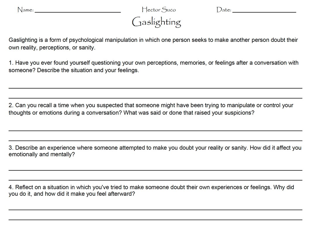 Gaslighting Worksheet: Identify Signs & Build Resilience Through