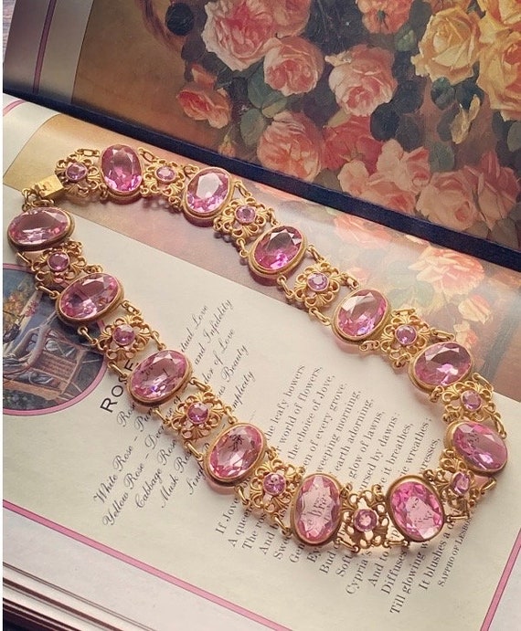 PRICE REDUCED! Victorian Pink Paste Riviere Neckla