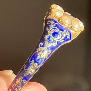 Immaculate Late Georgian/Early Victorian Blue Enamel and 18K Gold Mourning or Sentiment Ring—1830/40
