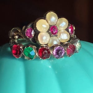 RARE Georgian Era ‘REGARD’ Ring—Ruby Emerald Garnet Amethyst Ruby Diamond Paste—Sentimental Stackable Ring