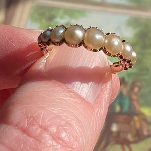 PRICE REDUCED! Georgian Regency Graduated Pearl Half Hoop Ring, 15K