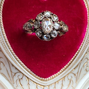 Late Georgian Continental Rosecut Diamond Cluster Ring with Crown Gallery