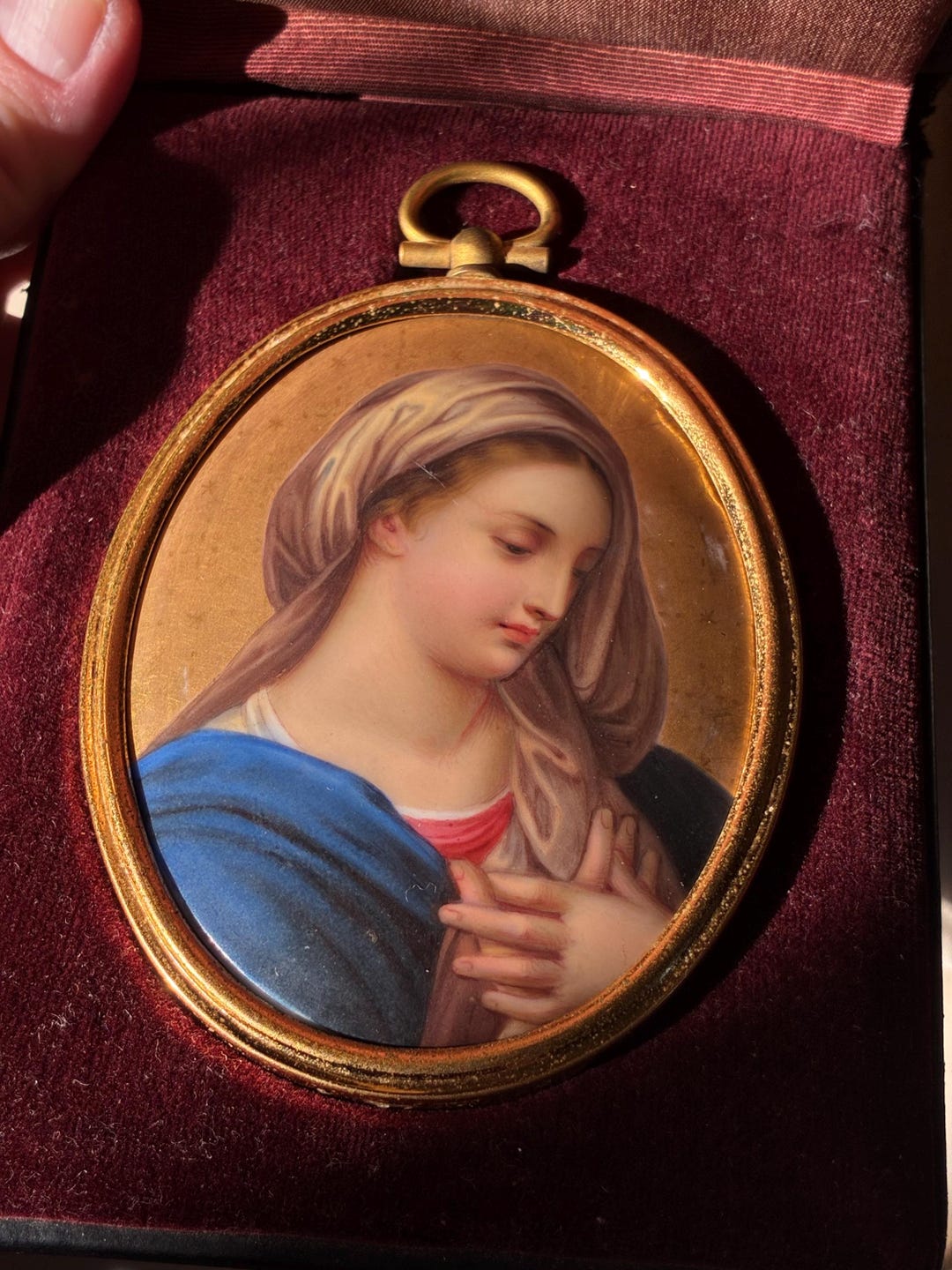 Antique Late 19th Century Finely Handpainted Icon of the Virgin Mary in ...