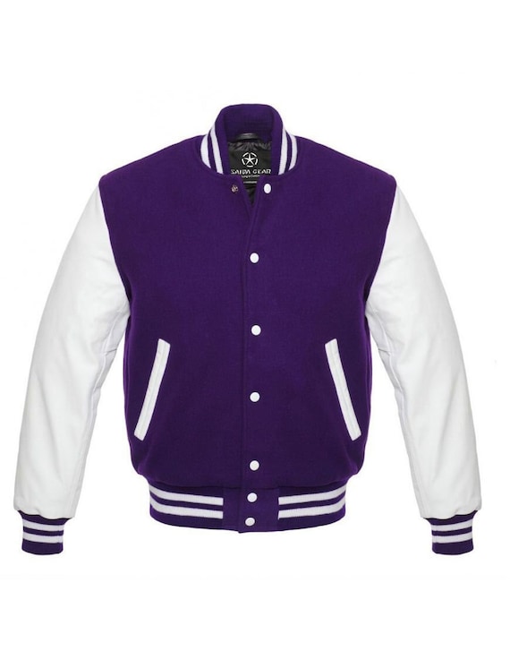 Purple Varsity Jacket Custom Made Purple Letterman Jacket High Etsy