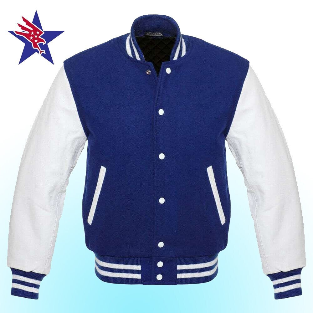Royal Blue Varsity Jacket 100% Wool Body With Cowhide Leather - Etsy